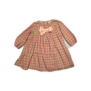 Right Bank Babies Girls Dress Size 5 T Pink Green Bow